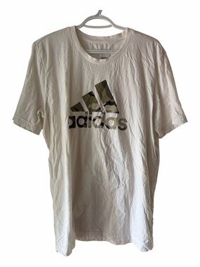 adidas White Short Sleeve Tee with Camouflage Logo